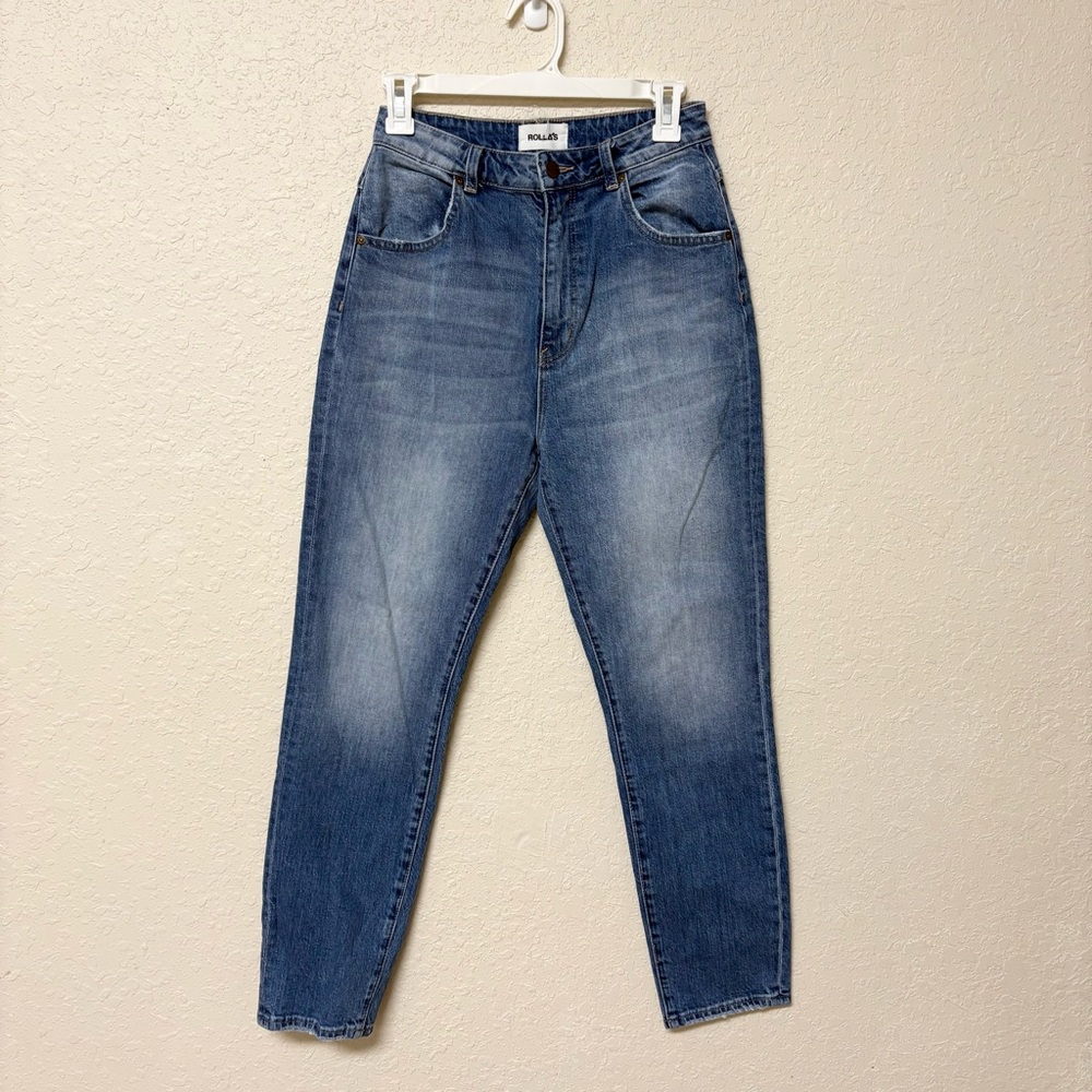 Rolla’s Jeans Womens Blue Denim Dusters High Rise Slim Straight Size 28